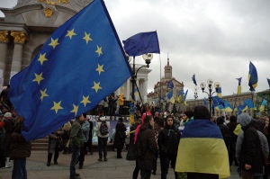 Die Proteste des Maidan waren proeuropäisch. Vor allem Demokratie und Rechtsstaatlichkeit erhoffen sich die Aktivisten von einer Annäherung an die Europäische Union. Quelle: Flickr.